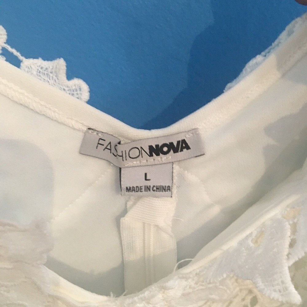 Crop Top Blouse White Bare Shoulder Spaghetti Strap Lace Sleeves - Picture 3 of 7
